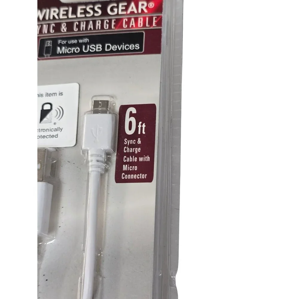 Wireless Gear 6 Ft Sync & Charge Micro USB Cable With Micro Connector